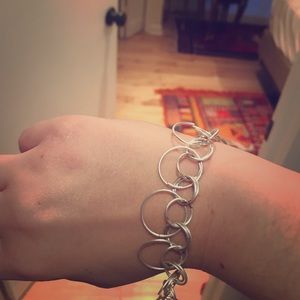 Faux Silver circle bracelet with clasp